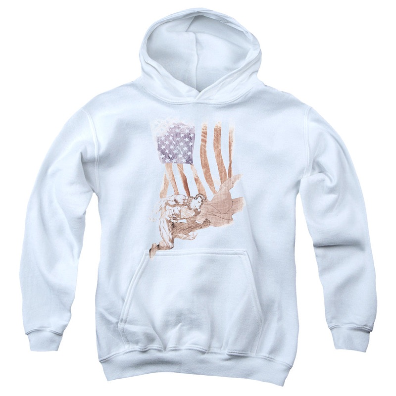 Superman - Super American - Youth Pull-over Hoodie - White