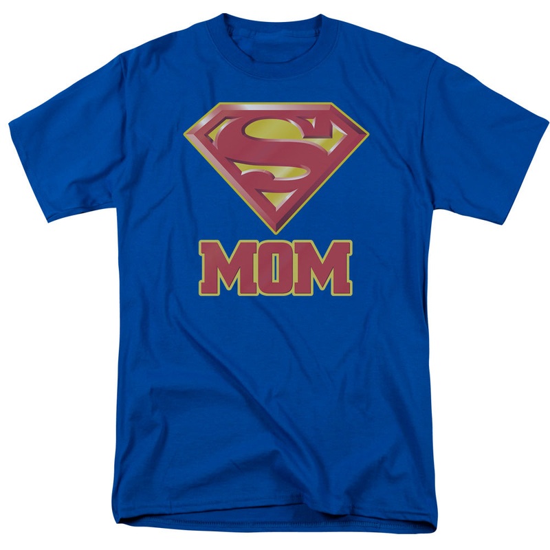 Superman - Super Mom - Short Sleeve Adult 18/1 - Royal Blue T-shirt