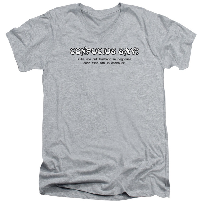 Confucius - Short Sleeve Adult V-neck - Athletic Heather T-shirt
