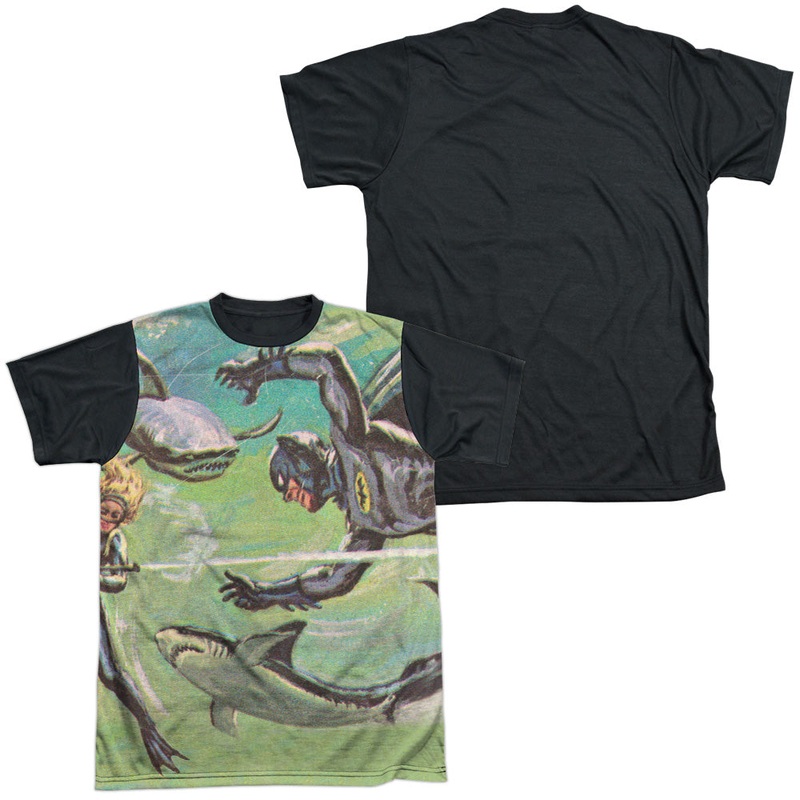 Batman Classic Tv - Underwater - Short Sleeve Adult White Front Black Back   - White T-shirt