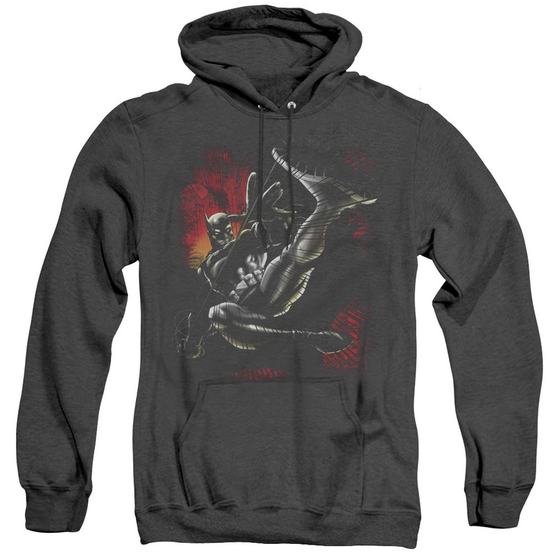 Batman - Kick Swing - Adult Heather Hoodie - Black