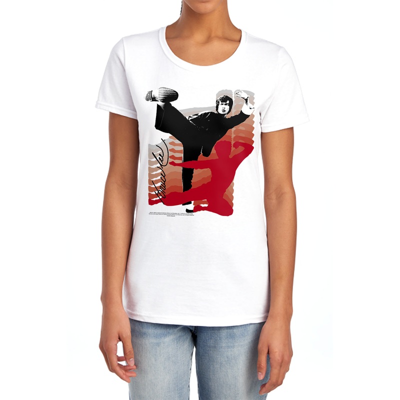 Bruce Lee - Kick It - Short Sleeve Womens Tee - White T-shirt