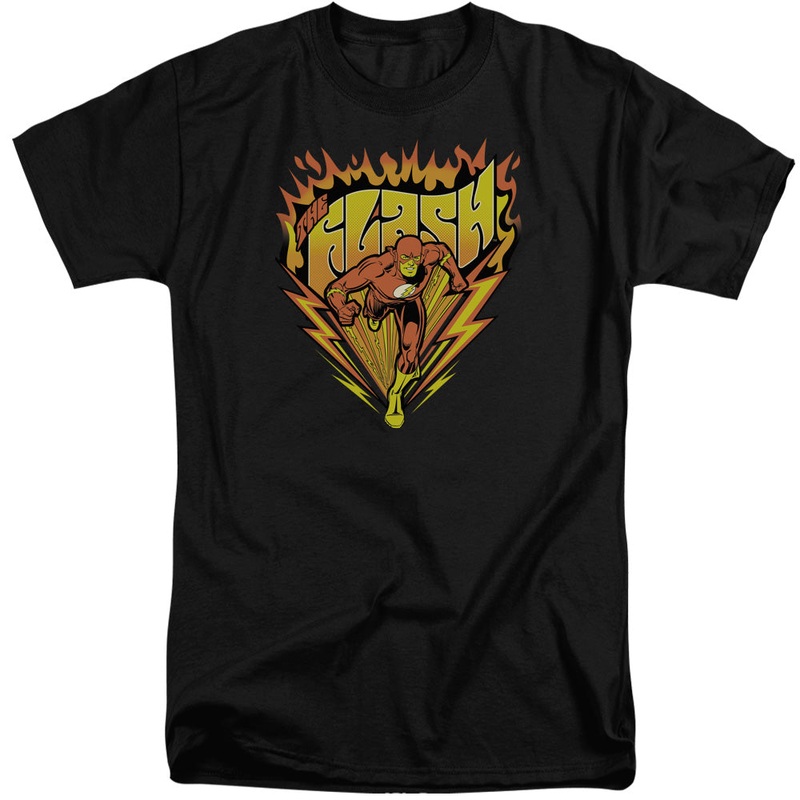 Dc Flash - Blazing Speed - Short Sleeve Adult Tall 18/1 - Black T-shirt