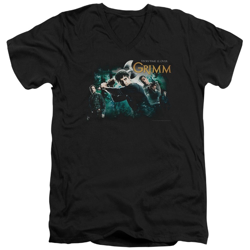 Grimm - Storytime Is Over - Short Sleeve Adult V-neck 30/1 - Black T-shirt