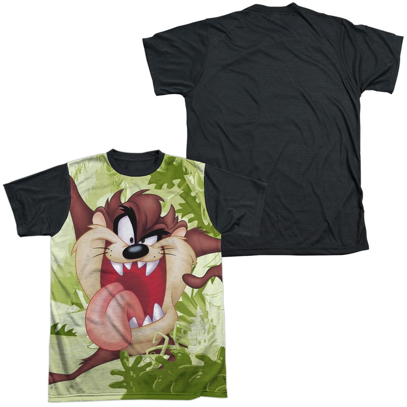 Looney Tunes - Taz - Short Sleeve Adult White Front Black Back   - White T-shirt