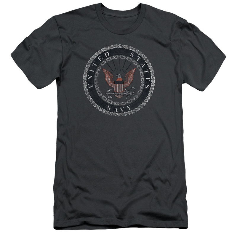 Navy - Rough Emblem - Short Sleeve Adult 30/1 - Charcoal T-shirt