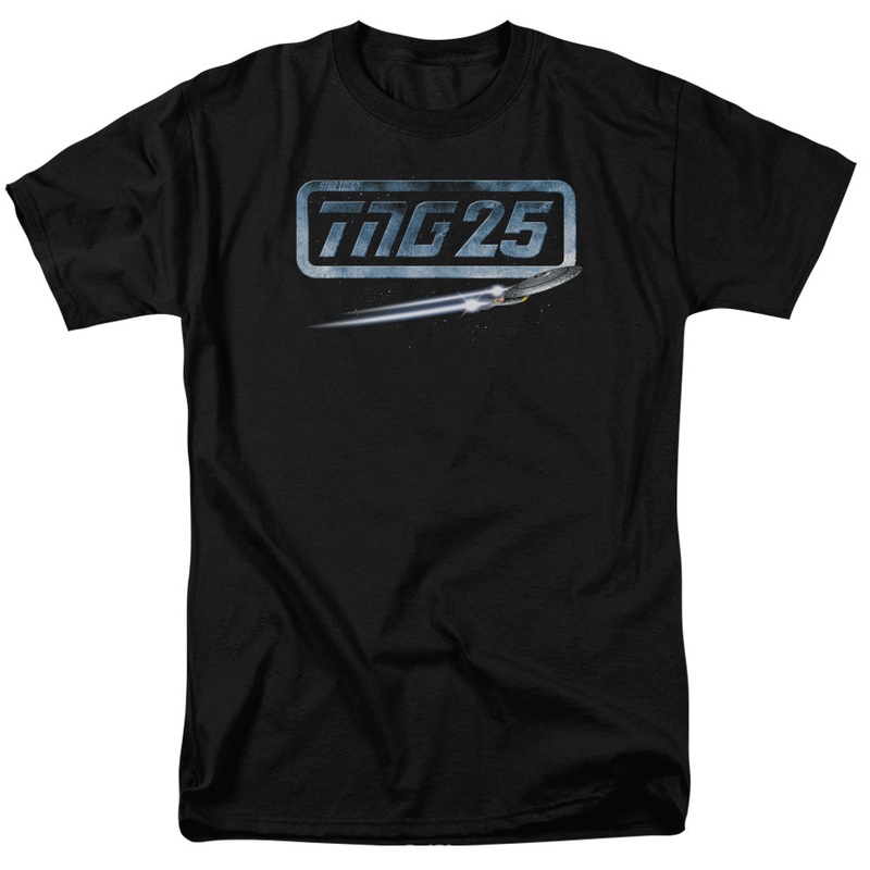 Star Trek - Tng 25 Enterprise - Short Sleeve Adult 18/1 - Black T-shirt