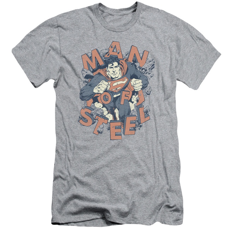 Superman - Coming Through - Short Sleeve Adult 30/1 - Athletic Heather T-shirt