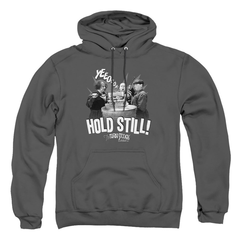 Three Stooges - Hold Still - Adult Pull-over Hoodie - Charcoal